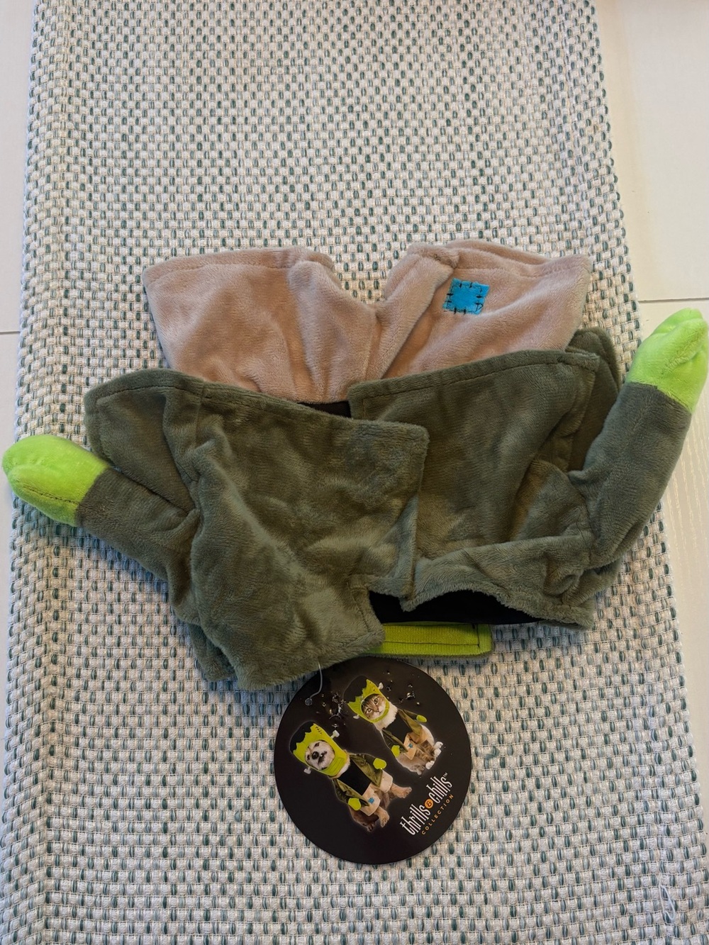 Pet Frankenstein costume cat or dog Plush Hand Puppet Mitts - Green